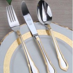 GGS Solingen Germany Rebeka Parlak Altın 96 Parça Çatal Bıçak Seti