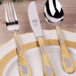 Ggs Solingen Germany Ramona Parlak Altın 96 Parça Çatal Kaşık Bıçak Takımı