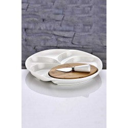 Bambulu Porselen Peynir Tabağı 