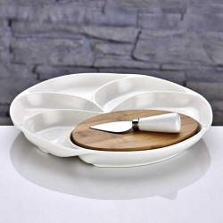 Bambulu Porselen Peynir Tabağı 