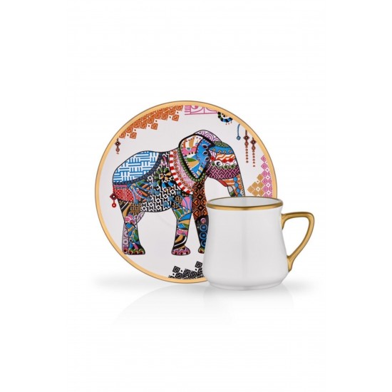 Glore Elephant Beyaz 6'lı Türk Kahve Seti 