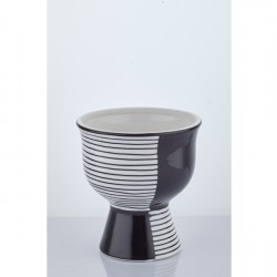Lamedore Black Çizgi Desenli Vazo 15X15X16 CM Lamedore Black Çizgi Desenli Vazo 15X15X16 CM