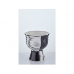 Lamedore Black Çizgi Desenli Vazo 15X15X16 CM