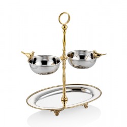 Lamedore Black Pearl Serisi Kuşlu İki Katlı Sunum 25X11X31 CM Lamedore Black Pearl Serisi Kuşlu İki Katlı Sunum 25X11X31 CM