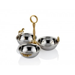 Lamedore Black Pearl Serisi At Figürlü 3 lü Dekoratif Kase 12X12X12 CM 