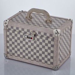 Lamedore Kareli Desen Deri Makyaj Çantası 