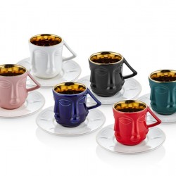 Lamedore Nordıc Face 6’lı Kahve Fincan Takımı (Renkli)