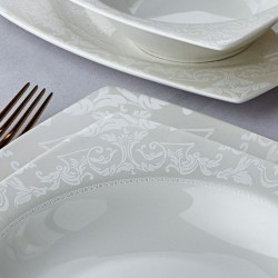 Royal London Alesha Kare 24 Parça 6 Kişilik Bone Yemek Takımı