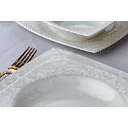 Royal London Alesha Kare 24 Parça 6 Kişilik Bone Yemek Takımı