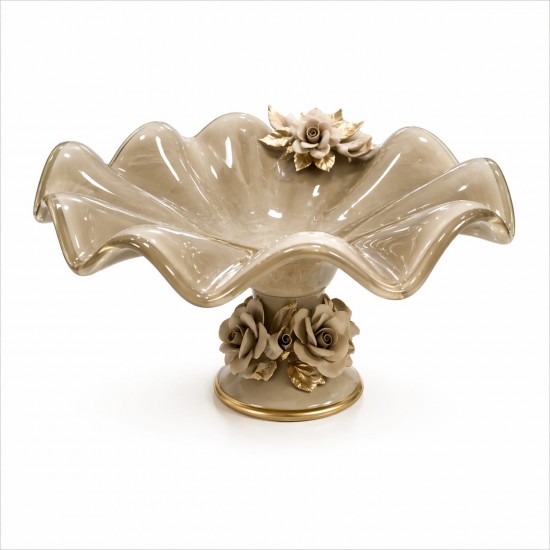 WHİTE CRİSTAL CAPPUCİNO MURANO MEVYELİK 17*35 CM WHİTE CRİSTAL CAPPUCİNO MURANO MEVYELİK 17*35 CM