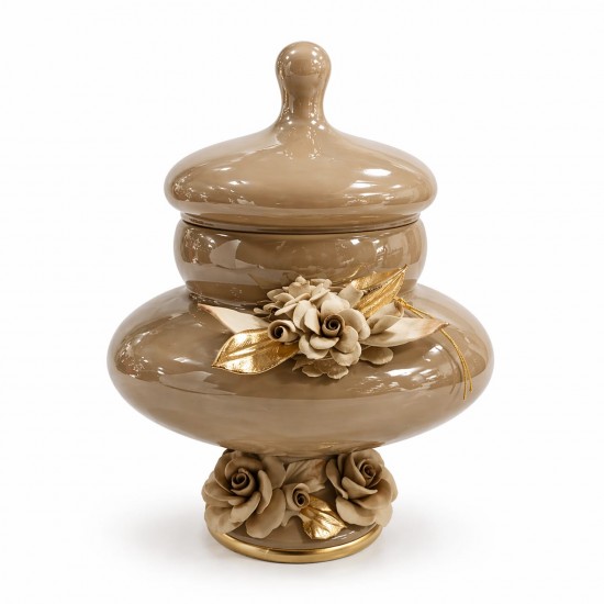 WHİTE CRİSTAL CAPPUCİNO MURANO KAPAKLI ŞEKERLİK 31 CM WHİTE CRİSTAL CAPPUCİNO MURANO KAPAKLI ŞEKERLİK 31 CM
