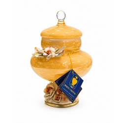 WHİTE CRİSTAL AMBER MURANO KAPAKLI ŞEKERLİK 31 CM