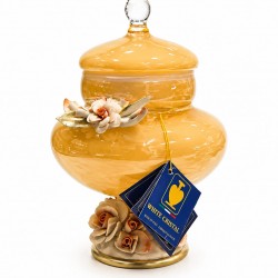 WHİTE CRİSTAL AMBER MURANO KAPAKLI ŞEKERLİK 31 CM