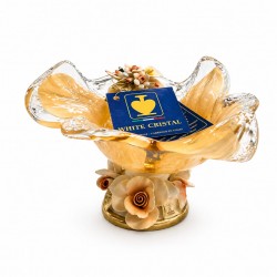 WHİTE CRİSTAL AMBER MURANO ŞEKERLİK 14*20 CM