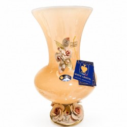 WHİTE CRİSTAL AMBER MURANO VAZO 38 CM
