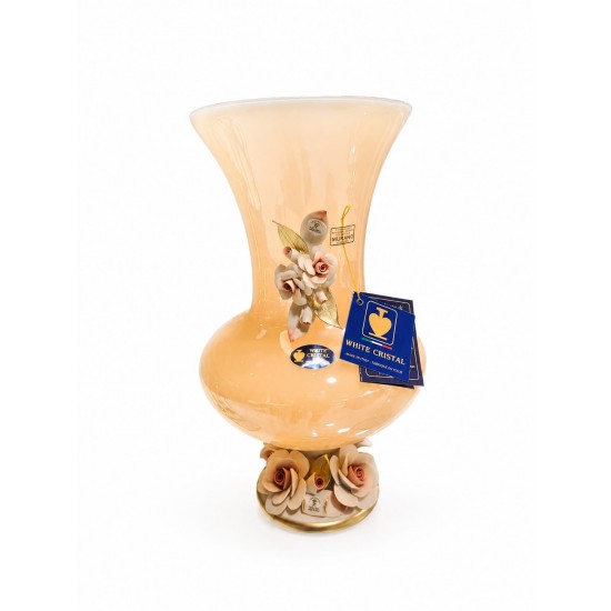 WHİTE CRİSTAL AMBER MURANO VAZO 38 CM
