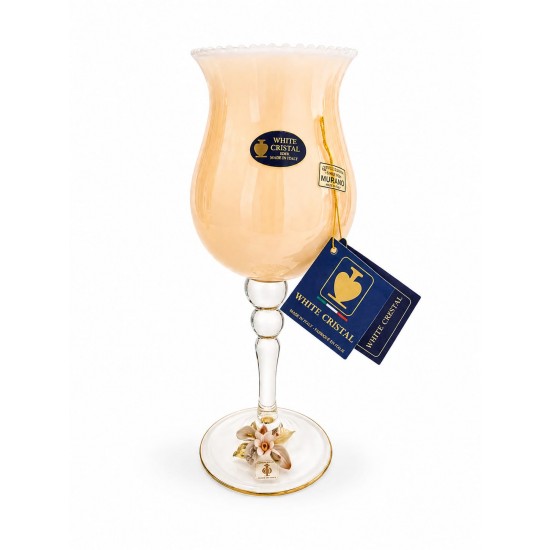 WHİTE CRİSTAL AMBER MURANO ŞAMDAN 40 CM