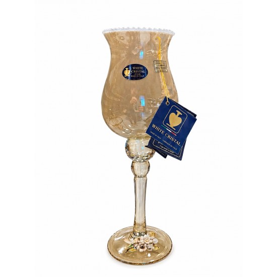 WHİTE CRİSTAL CAPPUCİNO MURANO ŞAMDAN 32 CM WHİTE CRİSTAL CAPPUCİNO MURANO ŞAMDAN 32 CM
