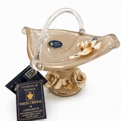 WHİTE CRİSTAL CAPPUCİNO MURANO KUPLU ŞEKERLİK 20*20 CM