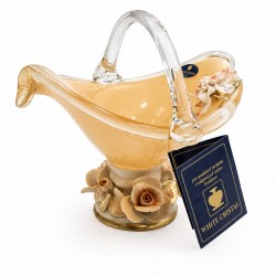 WHITE CRİSTAL AMBER MURANO KUPLU ŞEKERLİK 20*20 CM
