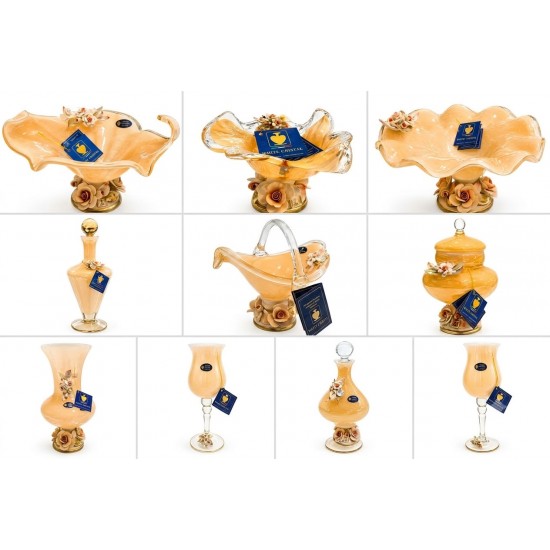 WHİTE CRİSTAL AMBER MURANO VAZO 38 CM