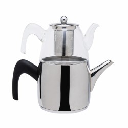 Jumbo 6500 Cam Demlikli Çaydanlik Bakalit Sap Jumbo 6500 Cam Demlikli Çaydanlik Bakalit Sap